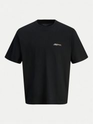 Jack & Jones Junior T-Shirt 12274923 Czarny Loose Fit. Czarne t-shirty dla chłopców Jack & Jones Junior, bez wzorów, z bawełny, bez ramiączek. Za 49.99 zł.