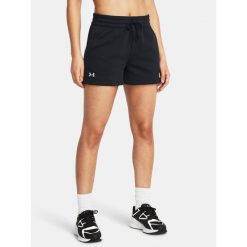 Spodenki Damskie Under Armour Sportowe Bawełna z Polarem Fleece Short. Czarne szorty sportowe damskie Under Armour, bez wzorów, z bawełny, sportowe, na fitness i siłownię. Za 169.99 zł.
