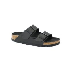 Klapki unisex Birkenstock Arizona Birkoflor. Czarne klapki damskie Birkenstock, bez wzorów, z materiału, bez obcasa, bez zapięcia. Za 674.00 zł.