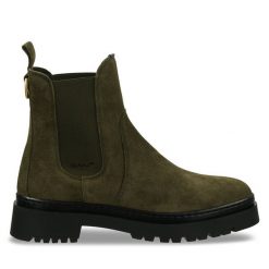 Sztyblety Gant. Zielone botki damskie GANT, bez obcasa, na płaskiej podeszwie, bez zapięcia. Za 539.99 zł.