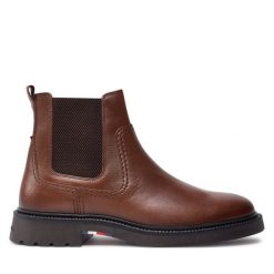 Sztyblety Tommy Hilfiger. Brązowe botki męskie Tommy Hilfiger, bez wzorów, bez zapięcia. Za 749.99 zł.