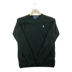 Second life - Sweter męski Pima Cotton z okrągłym dekoltem czarny - Jak nowy. Czarne swetry przez głowę męskie Ralph Lauren, m, bez wzorów, z bawełny, bez kołnierzyka. Za 212.96 zł.