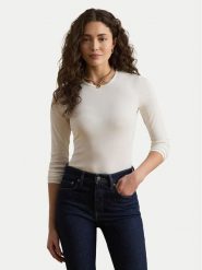 LAUREN RALPH LAUREN Bluzka 200680399002 Biały Slim Fit. Białe bluzki damskie Lauren Ralph Lauren, m, bez wzorów, z bawełny, bez kołnierzyka, bez ramiączek. Za 356.99 zł.