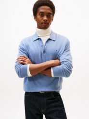 Tommy Hilfiger Sweter z zawartością kaszmiru Mężczyźni Bawełna niebieski, M. Niebieskie swetry przez głowę męskie Tommy Hilfiger, na jesień, m, bez wzorów, z bawełny, bez kołnierzyka. Za 569.95 zł.