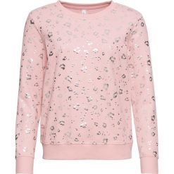 Bluza dresowa bonprix stary jasnoróżowy - srebrny z nadrukiem. Czerwone bluzy damskie bonprix, bez wzorów, z dresówki, bez kaptura. Za 59.99 zł.
