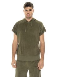 Leone Natural Męskie bezrękawnikowe bluzy bawełniane frotte. Zielone bluzy męskie LEONE 1947 APPAREL, m, bez wzorów, z bawełny, bez kaptura. Za 273.65 zł.