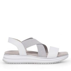 Sandały Remonte. Białe sandały damskie Remonte, bez wzorów, bez obcasa, na płaskiej podeszwie, bez zapięcia. Za 279.99 zł.