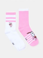 Skarpetki z nadrukiem Courage the Cowardly Dog 2 pack - wielobarwny. Skarpety damskie Sinsay, bez wzorów. Za 12.99 zł.