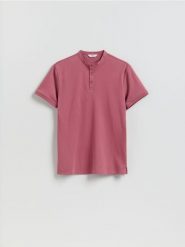 Koszulka polo slim - brudny róż. Czerwone koszulki polo męskie Reserved, l, bez wzorów, z bawełny, bez ramiączek. Za 89.99 zł.