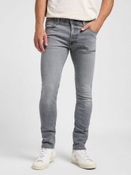 LEE MĘSKIE SPODNIE JEANSOWE SLIM LEE LUKE NEW GREY 112363923. Szare spodnie materiałowe męskie Lee, l, bez wzorów, z jeansu. Za 209.99 zł.