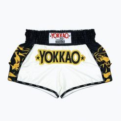 Spodenki treningowe meskie YOKKAO Original Muay Thai. Białe krótkie spodenki sportowe męskie YOKKAO, m, bez wzorów, z materiału, na fitness i siłownię. Za 289.99 zł.