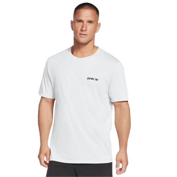 Skechers Dri-Release SKX Tee, męski t-shirt. Szare t-shirty męskie Skechers, m, bez wzorów, z bawełny, sportowe, bez kołnierzyka. Za 89.99 zł.