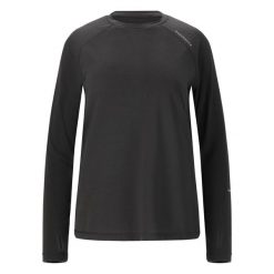 Damska koszulka termoaktywna z długim rękawem Endurance Joan. Czarne koszulki sportowe damskie Endurance, bez wzorów, bez kołnierzyka, bez ramiączek, do biegania. Za 185.50 zł.