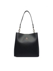 Tommy Hilfiger Torebka Th Icon Shoulder Bag Mono AW0AW19000 Czarny. Czarne torebki do ręki damskie Tommy Hilfiger, bez wzorów, ze skóry, bez dodatków. Za 649.99 zł.