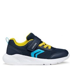 Sneakersy Geox. Niebieskie trampki i tenisówki chłopięce Geox, bez wzorów, bez zapięcia. Za 209.99 zł.