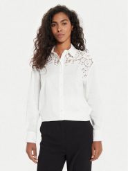 Morgan Koszula 242-CGRAP Biały Regular Fit. Białe bluzki damskie Morgan, bez wzorów, z bawełny, bez kołnierzyka, bez ramiączek. Za 189.99 zł.