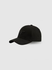 4F Czapka z daszkiem strapback damska - czarna S/M (58cm). Czarne czapki i kapelusze damskie 4f, na lato, bez wzorów, z bawełny, sportowe. Za 59.99 zł.