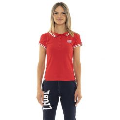 Koszulka polo na czas wolny na co dzień. Czerwone koszulki sportowe damskie LEONE 1947 APPAREL, bez wzorów, z bawełny, bez kołnierzyka, bez ramiączek, na fitness i siłownię. W wyprzedaży za 98.51 zł.