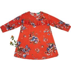 Sukienka w kolorze czerwonym. Czerwone sukienki niemowlęce Benetton Kids, bez wzorów, bez ramiączek. W wyprzedaży za 75.95 zł.