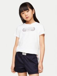 Tommy Hilfiger T-Shirt 1985 KG0KG07858 Biały Regular Fit. Białe t-shirty i topy dla dziewczynek Tommy Hilfiger, bez wzorów, z bawełny, bez ramiączek. Za 149.99 zł.