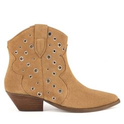 Kowbojki Badura. Brązowe botki damskie Badura, bez obcasa, na słupku, bez zapięcia. Za 399.99 zł.
