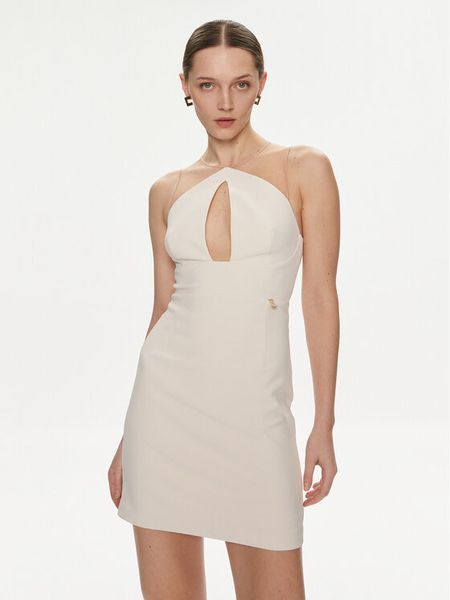 Elisabetta Franchi Sukienka koktajlowa AB-514-41E2-V300 Beżowy Slim Fit. Brązowe sukienki damskie Elisabetta Franchi, bez wzorów, z syntetyku, wizytowe, bez kołnierzyka, bez ramiączek. Za 749.99 zł.