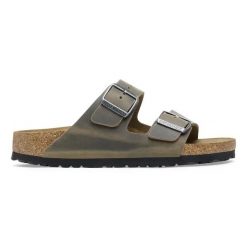 Klapki damskie Birkenstock Arizona LEOI Faded Khaki. Zielone klapki damskie Birkenstock, bez wzorów, eleganckie, bez obcasa. Za 429.99 zł.