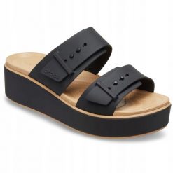 Sandały Dla Dorosłych Crocs Brooklyn Buckle Matte Wrap LW. Czarne sandały damskie Crocs, bez wzorów, z materiału, bez obcasa, na platformie, bez zapięcia. Za 289.99 zł.