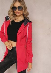 Czerwona Bluza z Kapturem i Polarem Halimins. Czerwone bluzy damskie Renee, s, bez wzorów, z polaru, z kapturem. Za 59.99 zł.