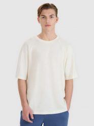 4F T-shirt oversize z modalem męski - biała XL. Białe koszulki sportowe męskie 4f, m, bez wzorów, z bawełny, bez kołnierzyka, bez ramiączek. W wyprzedaży za 59.99 zł.