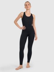 4F Kombinezon do jogi i pilatesu szybkoschnący damski - czarny S. Czarne legginsy damskie 4f, l, bez wzorów, z dzianiny. Za 189.99 zł.