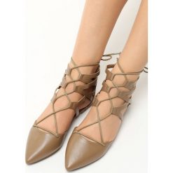 Khaki Baleriny Dorotea. Brązowe baleriny damskie Born2be, ze skóry. Za 39.99 zł.