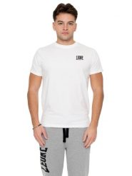 Męska koszulka z krótkim rękawem z elastycznej bawełny z małym logo „Basic”. Niebieskie koszulki sportowe męskie LEONE 1947 APPAREL, m, bez wzorów, z bawełny, bez kołnierzyka, bez ramiączek, na fitness i siłownię. Za 147.35 zł.