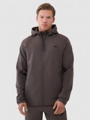 4F Bluza treningowa regular szybkoschnąca męska - brązowa XXL. Brązowe bluzy męskie 4f, m, bez wzorów, z dzianiny, z kapturem, na fitness i siłownię. W wyprzedaży za 229.99 zł.