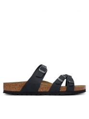 Birkenstock Klapki Franca 1021203 Czarny. Czarne klapki damskie Birkenstock, bez wzorów, ze skóry, bez obcasa. Za 549.99 zł.