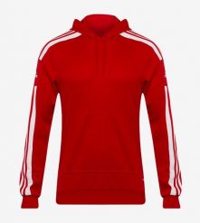 Bluza piłkarska męska adidas Squadra 21 Sweat Hoody. Białe bluzy męskie Adidas, l, bez wzorów, z bawełny, bez kaptura, do biegania. Za 165.99 zł.