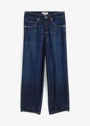 Jeansy o kroju balonowym, średni stan, super soft, cropped. Szare jeansy damskie bonprix. Za 159.99 zł.