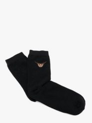 Świąteczne skarpety unisex. Czarne skarpety damskie Ryłko, bez wzorów, z bawełny. Za 24.99 zł.