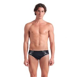 Slipy pływackie męskie arena Poseidonia Swim Briefs. Czarne kąpielówki męskie Arena, m, bez wzorów, do pływania. Za 119.99 zł.