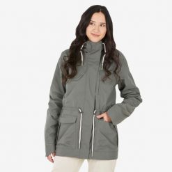Parka turystyczna damska Quechua NH500 wodoodporna. Brązowe parki damskie QUECHUA, m, bez wzorów, z materiału, sportowe, bez kaptura. Za 229.99 zł.