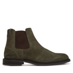 Sztyblety Tommy Hilfiger. Brązowe botki męskie Tommy Hilfiger, bez wzorów, bez zapięcia. Za 649.99 zł.