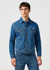 MESKA KURTKA JEANSOWA WRANGLER CLASSIC JACKET STONEWASH 112362737. Kurtki męskie Wrangler, m, bez wzorów, z jeansu, bez kaptura. Za 299.99 zł.