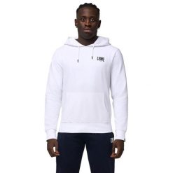 Bluza z kaptur na co dzień na siłownię. Białe bluzy męskie LEONE 1947 APPAREL, bez wzorów, z bawełny, bez kaptura, na fitness i siłownię. W wyprzedaży za 164.19 zł.