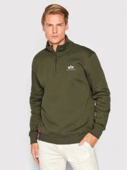 Alpha Industries Bluza Half Zip 108308 Zielony Regular Fit. Zielone bluzy męskie Alpha Industries, m, bez wzorów, z bawełny, bez kaptura. Za 179.99 zł.