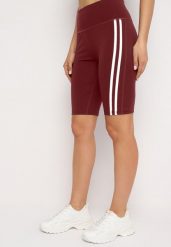 Bordowe Szorty Typu Kolarki z Lampasami Ilorea. Czerwone szorty sportowe damskie Born2be, m, bez wzorów, z materiału, sportowe. Za 34.99 zł.