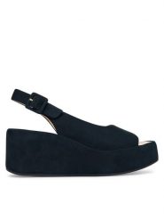 HÖGL Sandały 0-182512-30000 Granatowy. Niebieskie sandały damskie HÖGL, bez wzorów, ze skóry, bez obcasa, na koturnie, bez zapięcia. Za 849.99 zł.