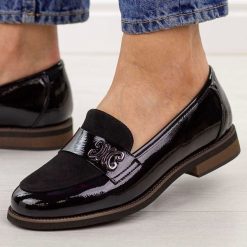 Czarne lekkie mokasyny damskie Potocki 19459. Czarne mokasyny damskie POTOCKI, z jeansu, biznesowe. Za 189.00 zł.