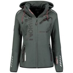 Kurtka softshell Geographical Norway (WU8088F/GN D.GREY/BLACK). Czarne kurtki męskie Geographical Norway, bez wzorów, z softshellu, sportowe, bez kaptura. Za 239.00 zł.