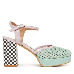 Sandały Fly London. Niebieskie sandały damskie Fly London, bez wzorów, bez obcasa, na słupku, bez zapięcia. Za 529.99 zł.