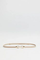 Cienki pasek beżowy. Brązowe paski damskie MOODO, bez wzorów. Za 34.99 zł.